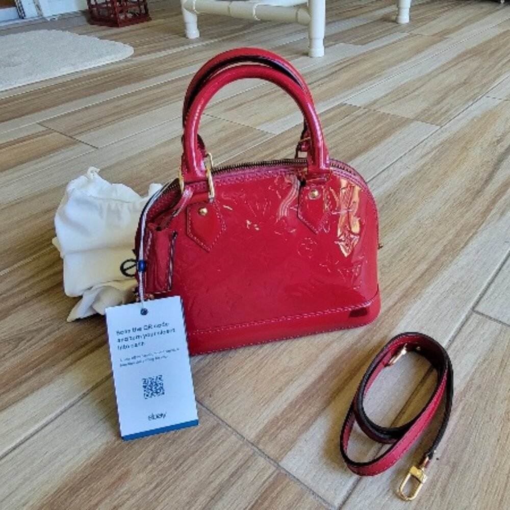 Louis Vuitton Monogram Alma Rose Patent Leather Satchel Shoulder Handbag BB
